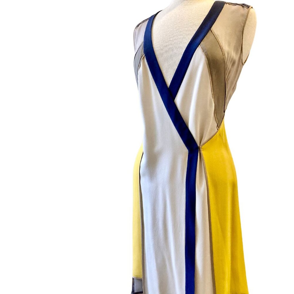 BCBG Maxazria RUNWAY Geometric Art Deco Style Cape SILK Dress - XS
